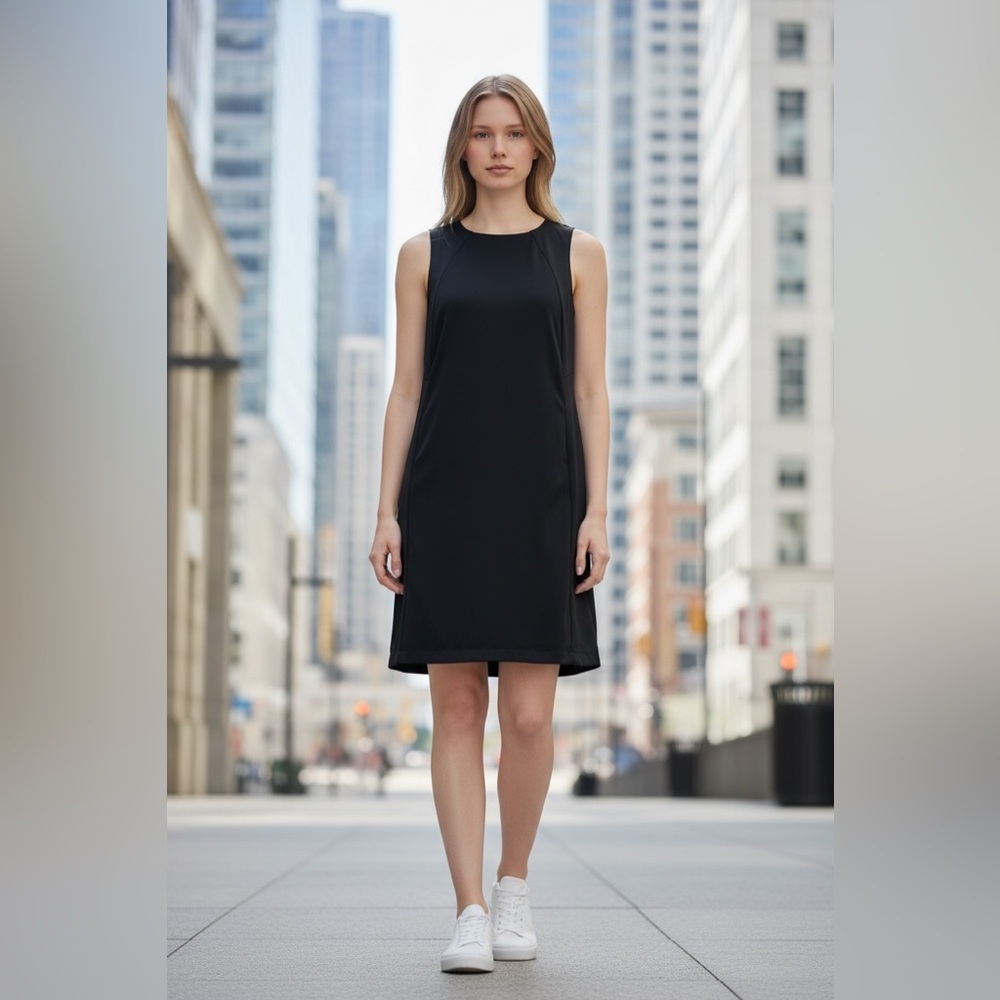 Black Mountain Ultra Soft Stretch Black Dress Minimalist Athleisure Sleeveless L